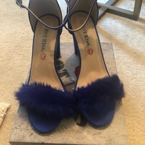 Royal Blue fur Sandal Heels!! Final Price!!
